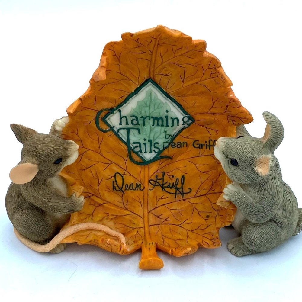 Charming Tails by Dean Griff Mice on Leaf Figurine /Fitz and FloydVintage 1990's